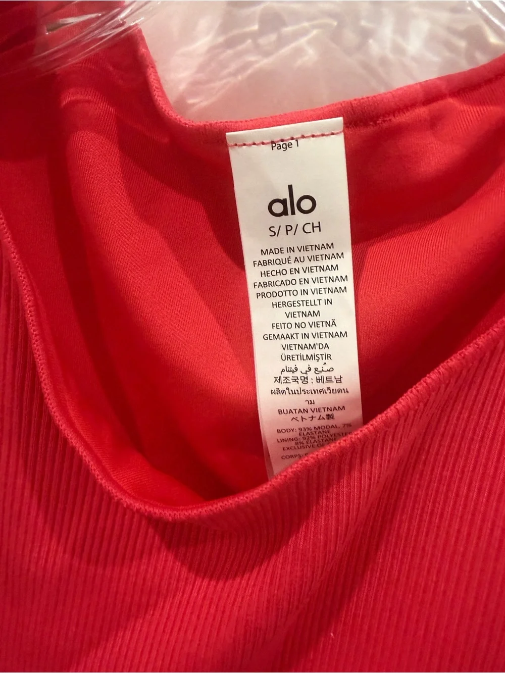 ALO Yoga Ribbed Tank Top coral color